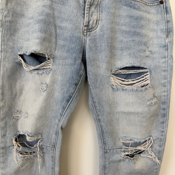 One Teaspoon Light Blue Distressed Boyfriend Jeans - Picture 3 of 6